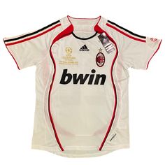 a soccer jersey with the name bwin on it and two red stripes around the chest