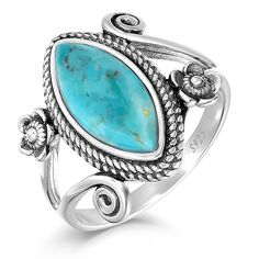 PRICES MAY VARY. Elegant 925 Sterling Silver: This ring is meticulously crafted from high-quality 925 Sterling Silver, ensuring durability and a sophisticated appearance that complements any style. anti-allergic,never fade, no rust. FIVE SIZE – Our Turquoise ring is suitable for women,girls,Size from 5 to 9 to Fit to You Finger Perfectly.– No special tools needed, – Intricately carved and oxidized by hand, so every detail is clear and vivid. Stunning Turquoise Gemstone: Adorned with a vibrant 15 Turquoise Heart Ring, Rings Vintage Boho, Vintage Turquoise Jewelry, Turquoise Statement Ring, Boho Turquoise, Silver Flower Ring, Fake Nose Rings, Birthday Jewelry, Sterling Silver Stacking Rings