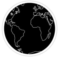 a black and white world map sticker with the outline of the earth in it