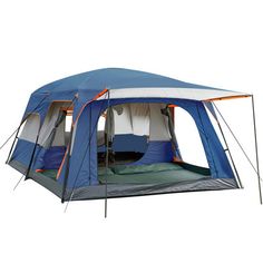 a tent with the door open on a white background