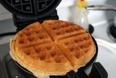 a waffle is sitting on top of the stove