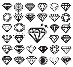 a set of different diamond shapes and sizes, all in black on a white background