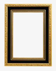 an ornate gold and black frame on a white background