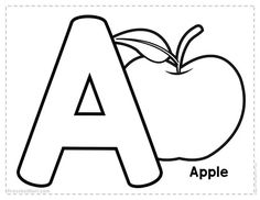 an apple with the letter a in it coloring pages for kids to print and color