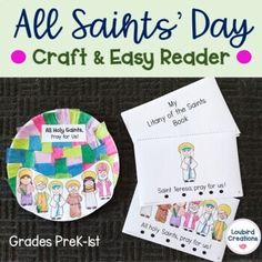 a paper plate with the words all saints'day craft and easy reader