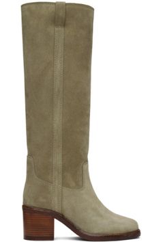 Isabel Marant: Taupe Seenia Boots | SSENSE Callitspring Boots, Autumnal Clothes, Suede Boots Outfit, Isabel Marant Boots, Autumn Boots, Isabel Marant Shoes, Fabulous Clothes, Shoe Inspo, Frye Boots