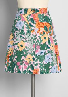 Jungle Terrain, Abstract Layers, College Skirt, Patterned Skirts, Whimsical Aesthetic, Rainbow Skirt, Pink Tiger, Perfect Bed, Casual Dresses Plus Size