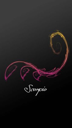 the word sorpia written in white and pink ink on a black background with swirls