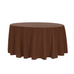 a round table with a brown cloth on it