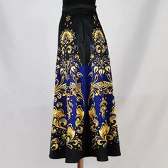 European Style A-line Deep Blue Skirt/golden Flowers - Etsy Blue Long Skirt For Winter, High-waist Blue Skirt For Winter, High Waist Blue Skirt For Winter, Blue High-waisted Winter Skirt, Blue A-line Skirt For Fall, Blue Midi Skirt For Winter, Autumn Skirt, Handmade Skirts, Golden Flower