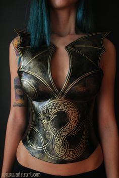 Norse Dragon fantasy corset overbust larp by MirirArtSteampunk Fantasy Corset, Norse Dragon, Armor Hand, Foam Armor, Armor Dress, Viking Armor, Metal Foam, Dragon Armor, Dragon Costume