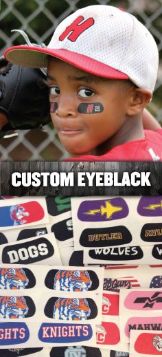 an image of a football player with the words custom eyeblack on his face