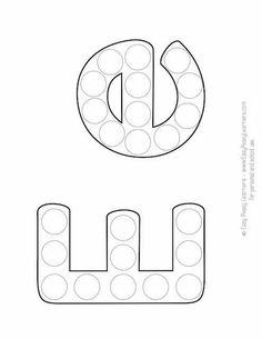 the letter u is made up of circles and dots to make it easier for kids to color