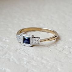 Art Deco Sapphire Engagement Ring, Vintage Sapphire Engagement Ring, Art Deco Sapphire Ring, Vintage Engagement Rings Sapphire, Vintage Sapphire, Best Engagement Rings, Gemstone Engagement, Sapphire Engagement Ring, Antique Engagement Rings