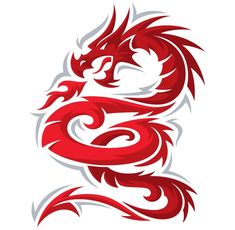 a red dragon tattoo design on a white background