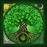 the celtic tree of life is depicted in green