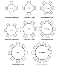 the table and chairs are shown with numbers on each side, as well as measurements for each