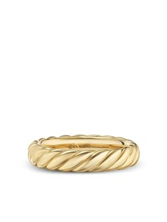 Find DAVID YURMAN 18kt Yellow Sculpted Cable Ring on Editorialist. 18kt yellow gold polished finish twist detailing flat court band Normal everyday use and external agents may reduce the lustre of gemstones and gold surfaces. To maintain, use specific, non-abrasive products specially meant for cleaning jewellery. To ensure the shine and polish of your David Yurman piece, wash with a little non-bleach, soapy water and wipe clean with a soft cloth. Twist Gold Ring, Thrifting Jewelry, Twisted Gold Ring, Cable Ring, Materialistic Things, Yurman Ring, Dr Accessories, David Yurman Ring, Engagement Rings Twisted