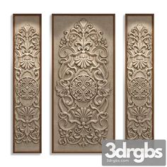 two decorative panels with an intricate design on the side and one is made out of metal