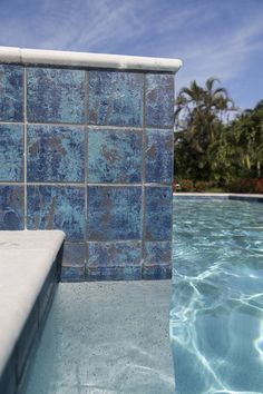 Borba Turquoise | Verona | NPT Pool Tile Stonescapes Aqua Cool, Npt Pool Tile Waterline, Turquoise Pool Tile, Npt Pool Tile, Poolside Ideas, Southern Backyard, Pool Patio Decor, Pretty Pool, Waterline Pool Tile