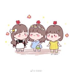 3 Best Friends Cartoon Aesthetic, 3 Cute Friends Cartoon, 3 Friends Dp Cartoon, 3 Chibi Friends, 3 Best Friends Drawing Cute, Cute Chibi Friends, Cute Friend Cartoon, Cute Friend Pictures Cartoon