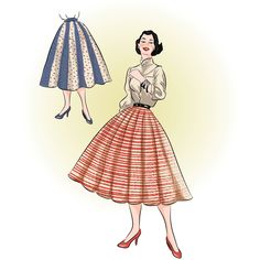 a woman in a dress and heels standing next to an illustration of a woman's skirt