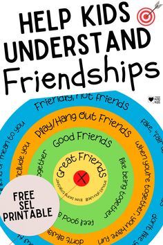 a poster with the words help kids understand and friends on it in different colors, sizes and shapes