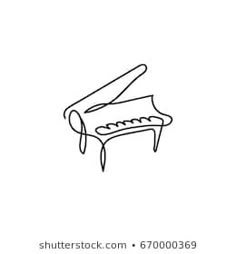 a hand drawn doodle of a grand piano with the keys facing down on a white background