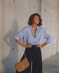 Fashion Board, Mode Inspo, Looks Chic, Trend Fashion, 가을 패션, Mode Inspiration, Style Outfits, Outfits Casuales, Blue Shirt