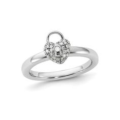 This ring is for those looking for the key to her heart. This polished sterling silver ring features a heart shaped pad lock motif with 1/10 carats (ctw) of sparkling diamonds. 1/10 Carat (ctw) Diamond Heart Lock Ring in Sterling Silver Size: 6.  Gender: female.  Age Group: adult. Pad Lock, Lock Ring, Heart Lock, Diamond Solitaire Necklace, Solitaire Necklaces, Diamond Solitaire Rings, Fine Jewelry Gift, Birthstone Necklace, Sparkle Diamonds