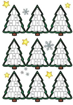 printable christmas tree worksheet for the number 1 to 10 with numbers and stars