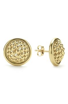 LAGOS Meridan Caviar Stud Earrings | Nordstrom Earrings In Gold, Earring Crafts, Online Earrings, Gold Earrings Studs, Gold Earrings, Beading, Jewelry Accessories, 18k Gold, Jewelry Earrings