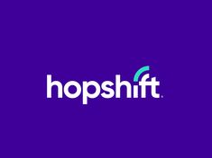 the logo for hopshift is shown on a purple background with blue and white letters