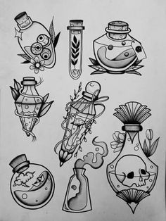 an old school tattoo design with various items