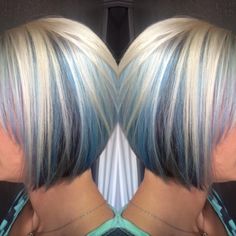 Bob Hairstyle Ideas, Two Blondes, Montana Usa, Trendy Hairstyle, Funky Hairstyles, Short Hair Color, Hair Color And Cut, Pastel Hair, Cool Hair Color