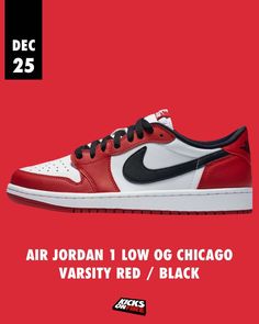 the air jordan 1 low chicago varsity red / black is on sale for $ 25