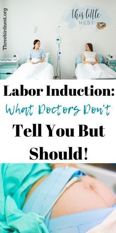 two people in hospital beds with the text labor induction what doctors don't tell you but should