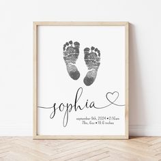 Baby Name Art | Baby Footprint Keepsake | Ollie + Hank Baby Print Art Gift, Newborn Painting Ideas, Diy Baby Footprint Art, Newborn Art Projects, Baby Footprint Art Ideas, Baby Boy Painting, Hand Print Painting Ideas, Baby Footprint Ideas, Baby Canvas Ideas