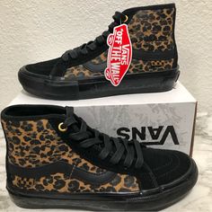 These Sneakers Are New And Comes From A Smoke Free Home Cheetah Print Vans, Vans Brown Sneakers For Fall, Vans Sneakers For Fall, Vans Fall Sneakers, High-top Leopard Print Sneakers For Streetwear, Leopard Print Sneakers With Rubber Sole, Leopard Print High-top Sneakers For Streetwear, Fall Vans Sneakers, Leopard Print Sneakers With Round Toe And Rubber Sole