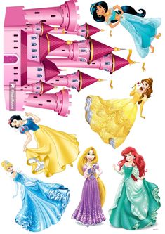 disney princess paper dolls are shown in this image