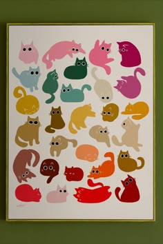 Brighten up any room in your house with this super sweet cat poses poster. Hand-drawn by me this print would be a beautiful gift for a loved one or to treat yourself. Cat Wall Painting Ideas, Cat Wall Painting, Diy Art Prints, Weird Wall Art, Cats Room Ideas, Cat Art Whimsical, Cute Cat Poses, Cat Mural