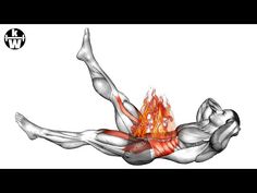 an image of a man doing a back stretch with fire coming out of his chest