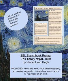 the starry night poster is shown with information about what to write and how to use it