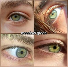 Eye Colors Green, Different Types Of Green Eyes, Jade Eyes Color, Vibrant Green Eyes, Green Eyes Color Palette, Meadow Green Eyes, Eye Color Names, Green Eyed Men