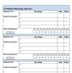 a printable workbook for the 12 week planning tool