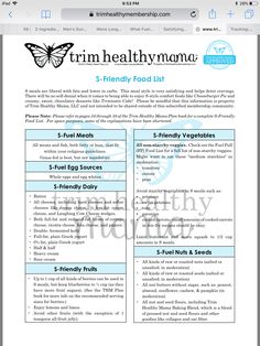 the trim healthy mama recipe is shown on an iphone screen, with text below it