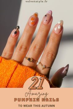 Nail Art Fall Autumn, Fall Fun Nails, Halloween Nail Ideas 2024, Late Summer Nail Designs, 3d Pumpkin Nails, Biab Nails Autumn, Autumn 2024 Nails, Nails Autumn 2024, Fall Nails Ideas Autumn 2024