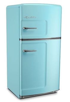 an old fashioned green refrigerator on a white background