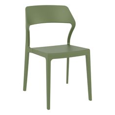 a green plastic chair against a white background