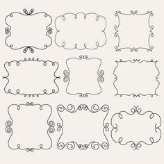 a set of hand drawn frames with swirls and scrolls